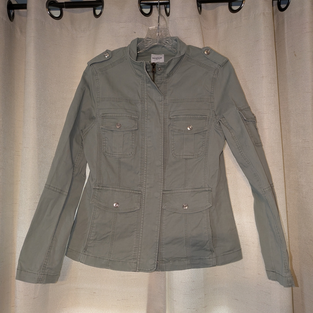 Kensie Olive Utility Jacket with Front Pockets